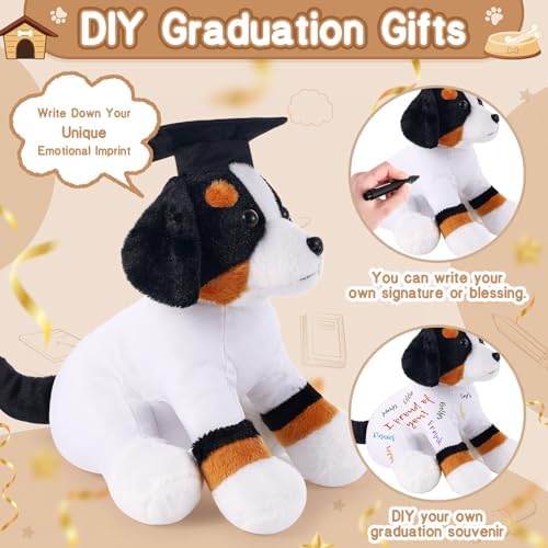 Blank Bernese Mountain Dog with Graduation Cap Toys Autograph Stuffed Dog Class of 2026 Graduated Plush Stuffed Teddy Animal Dog for Graduation Day Gift(Bernese Mountain Dog) - Image 3