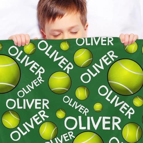 Personalized Baby Blankets for Girls Boys, Custom Baby Blanket with Name Swaddle Toddler Fleece Blanket Personalized Gift Green Tennis Text - Image 4