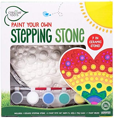 Creative Roots Mosaic Heart Stepping Stone, Includes 7-Inch Ceramic Stepping Stone & 6 Vibrant Paints, Mosaic Stepping Stone Kit, Paint Your Own, DIY Stepping Stone Kit for Kids Ages 8+ by CreativeRoots