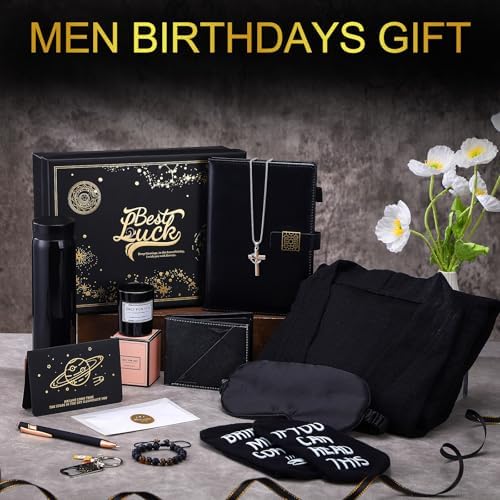 13 Pcs Birthday Gifts Baskets for Men Gifts Set for Christmas, Black - Image 3