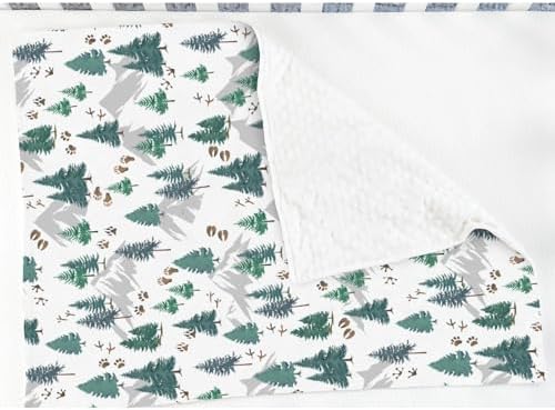 Vintage Trees Paw Mountain Baby Blankets for Girl Boy Pine Trees Animal Tracks Soft Mink Dotted Backing Double Layer Swaddle Receiving Blanket Toddler Nature Wildlife Nursery Bed Blanket Crib 30x40 - Image 3