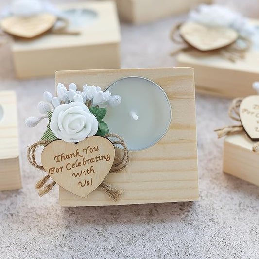 100 Piece Set of Wooden Tealight Candle Holders for Wedding Favors, Bridal Shower, Baby Shower Favors for Guests, Candle Favors for Guests. (Pack of 100)