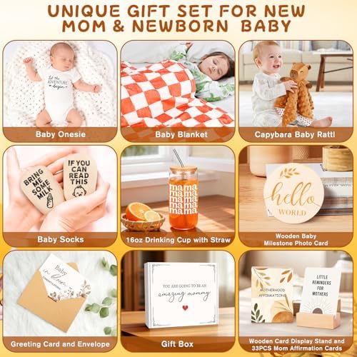 15PCS Capybara Newborn Baby Shower Gifts,New Mom Gifts for Women & Pregnancy Reveal Set for Expecting Parents Newborn Boys Girls, Expecting Parents to Be, New Mom Care Package After Baby - Image 2