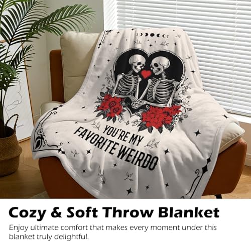 Funny Valentine Gift Blanket for Women Men with Gothic Skulls Themed Blanket - 50 x 60 Inch Soft Comfort Flannel Blankets for Girlfriend/Boyfriend/Wife/Husband/Couples Loving Blankets for Bed Sofa - Image 6
