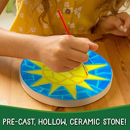 Creative Roots Mosaic Sun Stepping Stone Kit, Includes 7-Inch Ceramic Stepping Stone & 6 Vibrant Paints, DIY Garden Stone for Kids Ages 6+ - Image 3