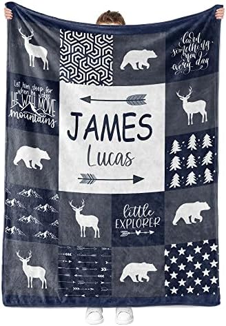 MDPrints Woodland Personalized Baby Blankets for Boys, Personalized Baby Gifts with Name, Customized Baby Blanket, Newborn Boy Gift, Soft Fleece - Image 3
