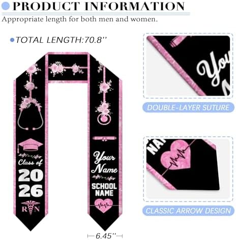 Custom Graduation Stole for Class of 2026 Personalized Unisex Graduation Sash Unique Gifts for Him Her - Image 2