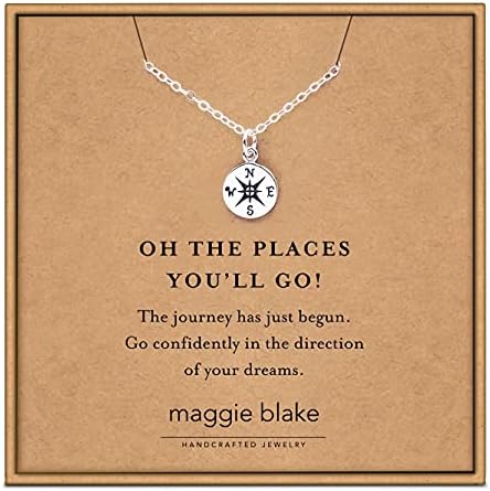 Graduation gift for her student teacher going away gift coworker oh the places you'll go small silver compass necklace by MaggieBlakeJewelry