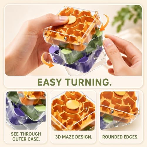 4 Layer 2 in 1 3D Rolling Ball Maze Cube, Fidget Kids Toys - Image 5