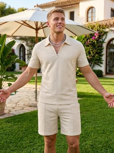 Men's Summer Outfits 2-Piece Polo Short Sets Shirt Sweatsuit - Image 2
