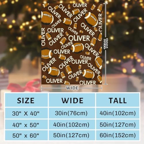 Personalized Baby Blankets for Girls Boys, Custom Baby Blanket with Name Swaddle Toddler Fleece Blanket Personalized Gift Brown Football Text - Image 3