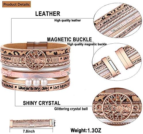 Desimtion Leather Wrap Bracelets for Women, Hidden Inspirational Message - Image 6