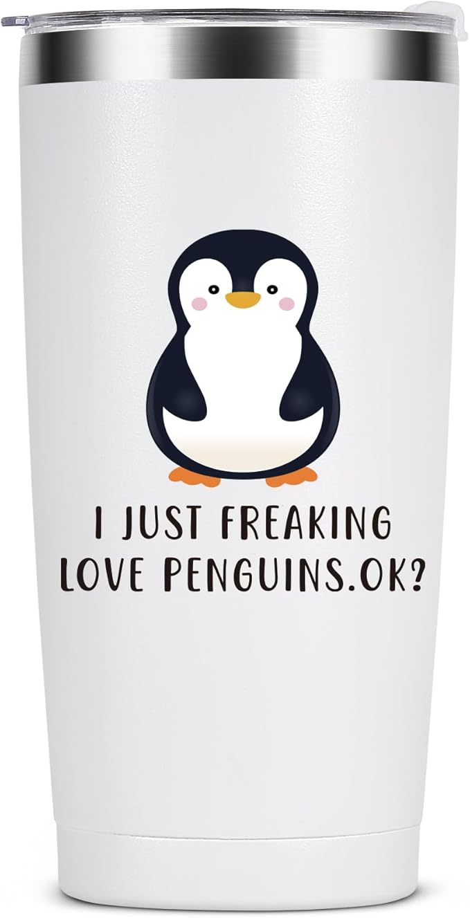 MASGALACC Penguin Gifts for Women - 20oz Penguin Themed Tumbler Mothers Day Gifts With Penguins Figurines Birthday Christmas Ideas for Her
