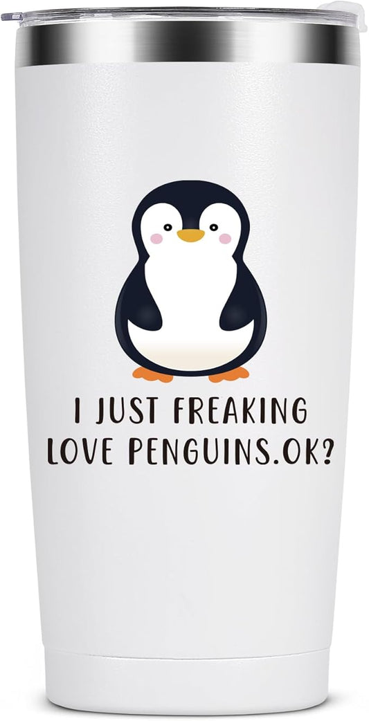 MASGALACC Penguin Gifts for Women - 20oz Penguin Themed Tumbler Mothers Day Gifts With Penguins Figurines Birthday Christmas Ideas for Her