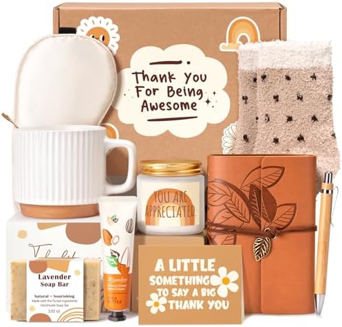 Suhctuptx Thank You Gifts for Women, Employee Appreciation Gifts, Thank You Gift Basket Appreciation Gift Christmas Ideas Box for Women Coworkers Teacher Nurse Friends Mom Her Secretary Employees by SuhctuptxAccompanyUInLife