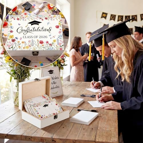 Graduation Memory Keepsake Box with Photo Custom 2026 Large Grad Card Box with Customized Picture Gift for Him Her for Graduate Grad High School Party(White,Wildflower) - Image 4