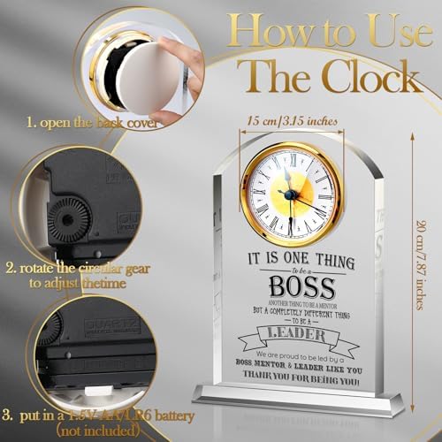 Landical Boss Gifts for Men Acrylic Clock Best Boss Gifts for Men Women - Image 2