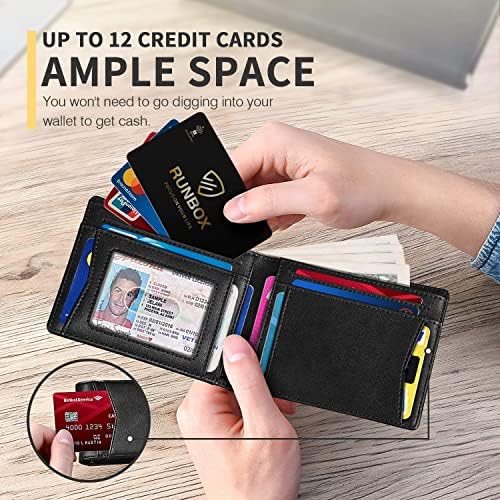 RUNBOX AirTag-Wallet-Mens-Slim-RFID Blocking Wallets Leather with Bill Compartment Air Tag Bifold Card Holder Wallet Gifts for Men Dad - Image 3