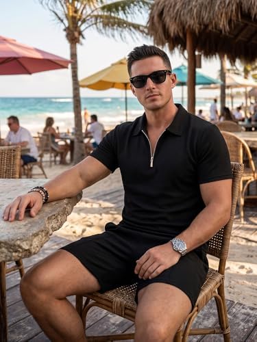 Men's Summer Outfits 2-Piece Polo Short Sets Shirt Sweatsuit - Image 4
