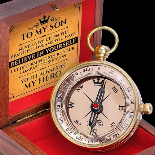 Engraved Pocket Compass for Son - College, High School Graduation, Promotion, Easter, Scout Gift from Mom Dad - 2025 Gifts for Him, Men by MYSTICKRAFT