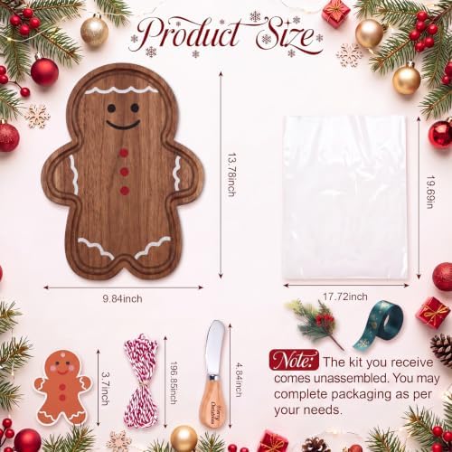 7 Pcs Christmas Cutting Board Gift Set with Cheese Knife,Gingerbread Man - Image 2