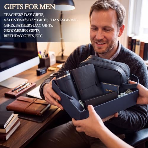 7 Pcs Gift Set for Men 17oz Tumbler Notebook Bag Pen,Blue - Image 6