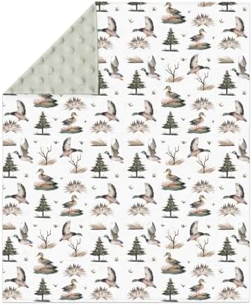 Retro Duck Hunting Baby Blankets for Girl Boy Flying Mallards Soft Mink Dotted Backing Double Layer Swaddle Receiving Blanket Wild Ducks Trees Leaves Bed Throws for Newborn Toddler Nursery 30x40 - Image 2