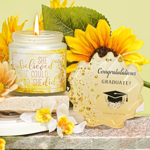 Graduation Gift for Her 2026,She Believed She Could So She Did,Congratulation College High School Glass Cup Candle Graduation Box - Image 6