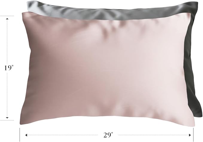 Mulberry Silk Pillowcase for Hair and Skin, Luxury Double Sided Pure Silk Pillowcase, 29x19 Inches, 1Pc (Pink)