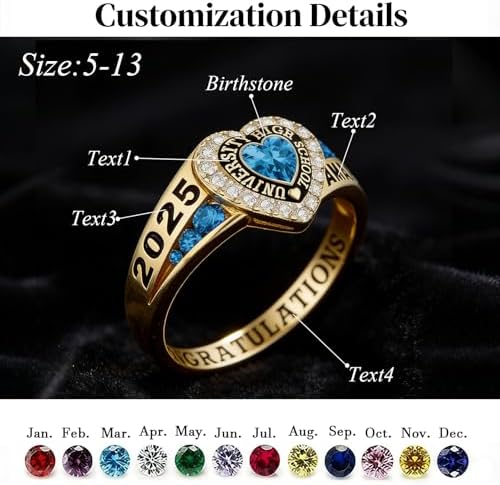 925 Sterling Silver 2026 Class Rings for women Men, Custom College High School Graduation Rings for Men 2026, Graduation Gifts for Her Him - Image 3