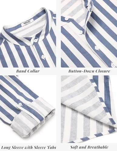 COOFANDY Men’s 2 Piece Cotton Linen Set Casual Beach Outfits Long Sleeve - Image 5