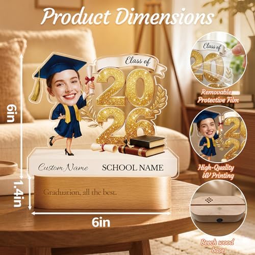 Personalized Graduation Gifts for Class of 2026, Custom Photo Acrylic Plaque, Graduation Keepsake Desk Decor, Graduation Gift for Daughter Son Him Her, College High School Senior Gift - Image 3