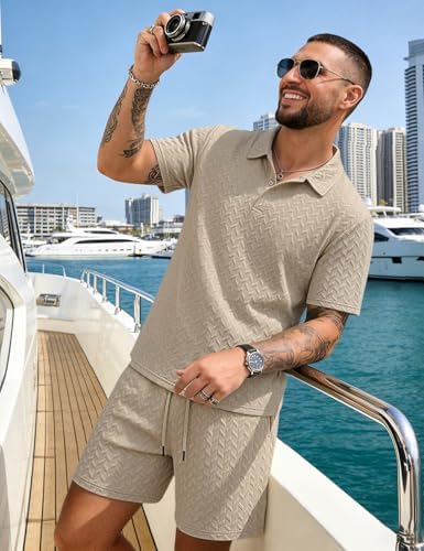 Men's 2 Pieces Outfits Casual Polo Shirt and Shorts Set Collar Athletic Jogging Summer Tracksuit - Image 5