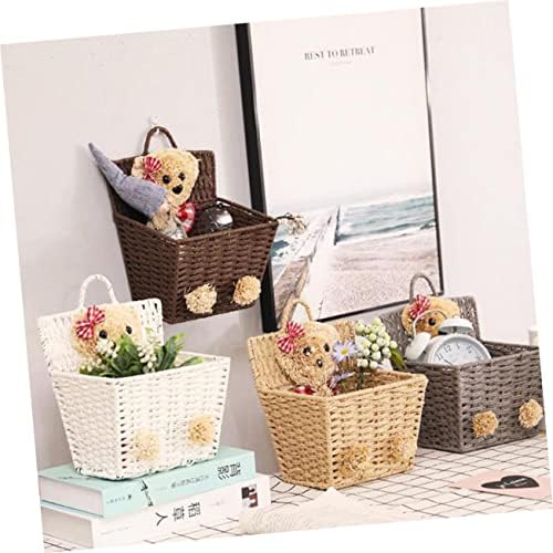 Cartoon Bear Hanging Basket Willow Wicker Organizer for Office Hotel - Image 6