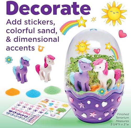 Creativity for Kids Mini Garden: Pony Terrarium Kit | Summer Crafts for Kids | Horse Gifts for Girls, Crafts for Kids and Girl Toys & Birthday Gift Ideas for Girls (Ages 6+) - Image 4
