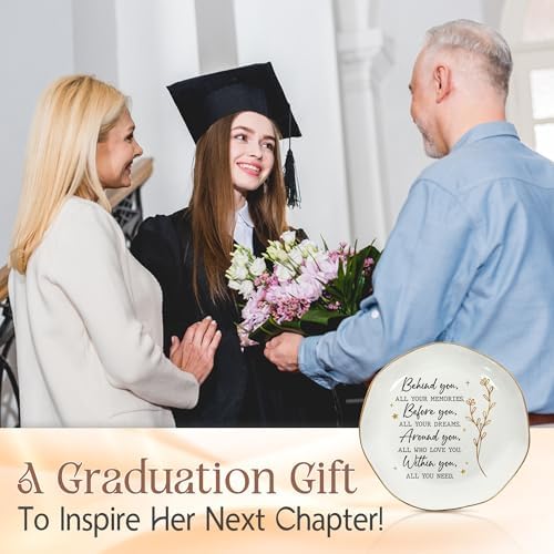 OASSIE Graduation Gifts for Women Her - 4"x4" Ceramic Jewelry Dish Tray - Image 2