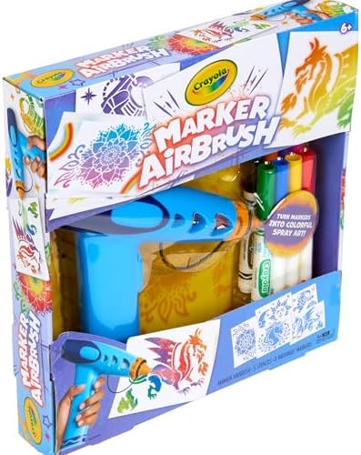 Crayola Marker Airbrush Spray Art Kit, 8 Washable Markers, 5 Stencils - Image 5