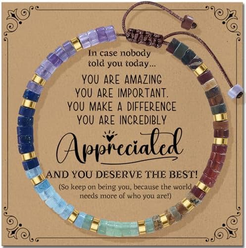 Inspirational Christmas Bracelet Gifts for Women: Healing Natural Stone Bracelet - Thinking of You Get Well Soon Birthday Gifts for Friend Sister Bestie BFF by ZOKCC