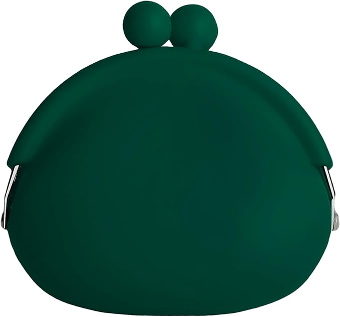 Coin Purse for Women – Silicone Small Coin Pouch with Kiss Lock for Coins, Keys, Lipstick, and Earphones – Mini Cute Change Purse, Coin Purse & Pouch for Daily Life, Cars, Travel, Party (Dark Green)