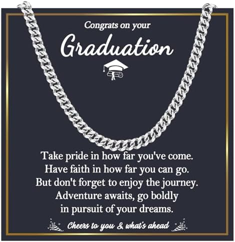 EPIRORA Graduation Gifts Necklace for Him 2026, 6MM Stainless Steel Cuban Link Chains Graduation Necklace for Men, Class of 2026 Grad Gifts for Middle School | High School | College | Master Degree by EPIRORA