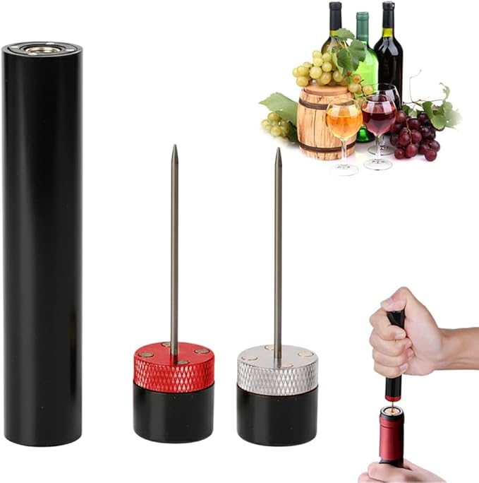 Wine Bottle Opener, Pocket Air Pressure Pump Wine Bottle Opener, Portable Wines Cork Open Bottles Tool, Mini Travel Corkscrew Quick Bottles Opening for Home Restaurant Party (Silver+Red)
