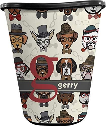 RNK Shops Personalized Hipster Dogs Waste Basket - Single Sided (Black) by Unknown