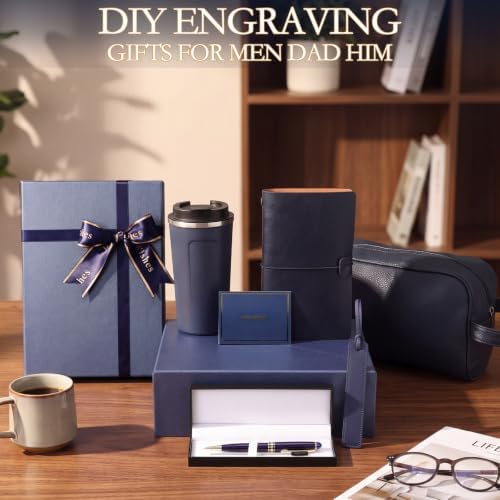 7 Pcs Gift Set for Men 17oz Tumbler Notebook Bag Pen,Blue - Image 4