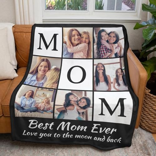 inkArts Custom Mom Blanket with 6 Photos Personalized Blanket with Pictures Customized Throw Gifts for Mom Grandma Photo Throw Blanket for Birthday Mother's Day - Image 3