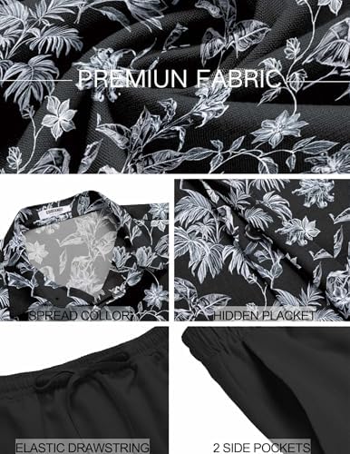 COOFANDY Men's Summer Beach Outfits 2 Piece Short Sleeve Shirts and Shorts Vacation Texture Linen Sets for Men - Image 6