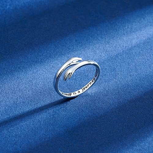 Yesteel S925 Sterling Silver Hug Ring for Women Teen Girls, Adjustable Ring Jewelry Mothers Day Birthday Gifts for Daughters Mom Sister Wife Friends Grandma - Image 3