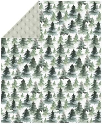 Watercolor Green Pine Trees Baby Blankets for Girl Boy Gender Neutral Trees Soft Mink Dotted Backing Double Layer Swaddle Blanket Winter Pines Landscape Nursery Bed Throws for Newborn Toddler 30x40 - Image 2