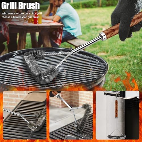 RINPIR 31Pcs Stainless Steel BBQ Grill Accessories & Tools Set, Brown - Image 2