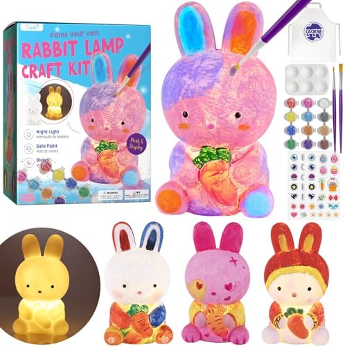 Paint Your Own Bunny Lamp Kit, Crafts for Kids Ages 6-12, Gifts for Girls by Laoese
