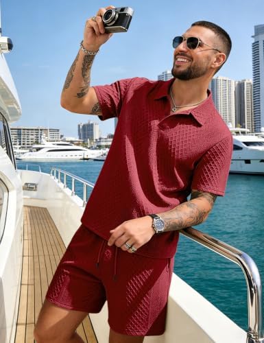 Men's 2 Pieces Outfits Casual Polo Shirt and Shorts Set Collar Athletic Jogging Summer Tracksuit - Image 5
